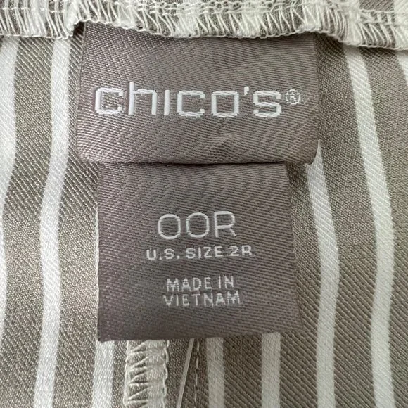 Chicos Womens So Slimming Brigitte Striped Button Ankle Pants Tan Neutral size 2 - Picture 9 of 15